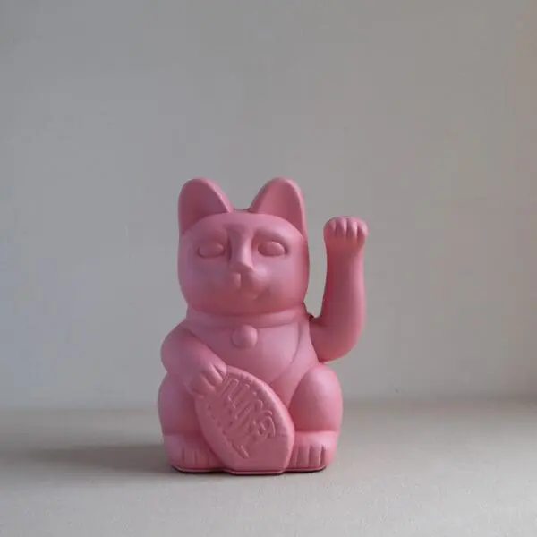 Gato de la suerte Maneki Neko rosa chicle