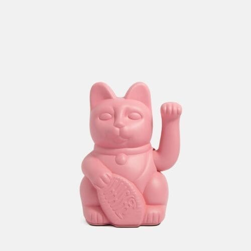 Gato de la suerte japonés Maneki Neko rosa chicle