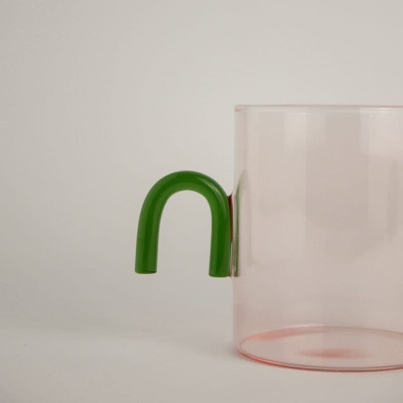 Taza de cristal color rosa Achi